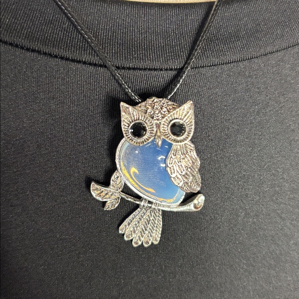 Opal Owl Pendent Necklace
